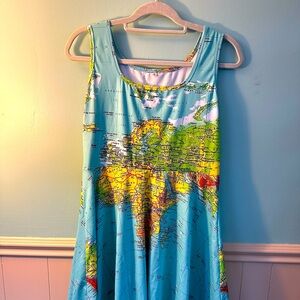 World map fit and flare dress XL